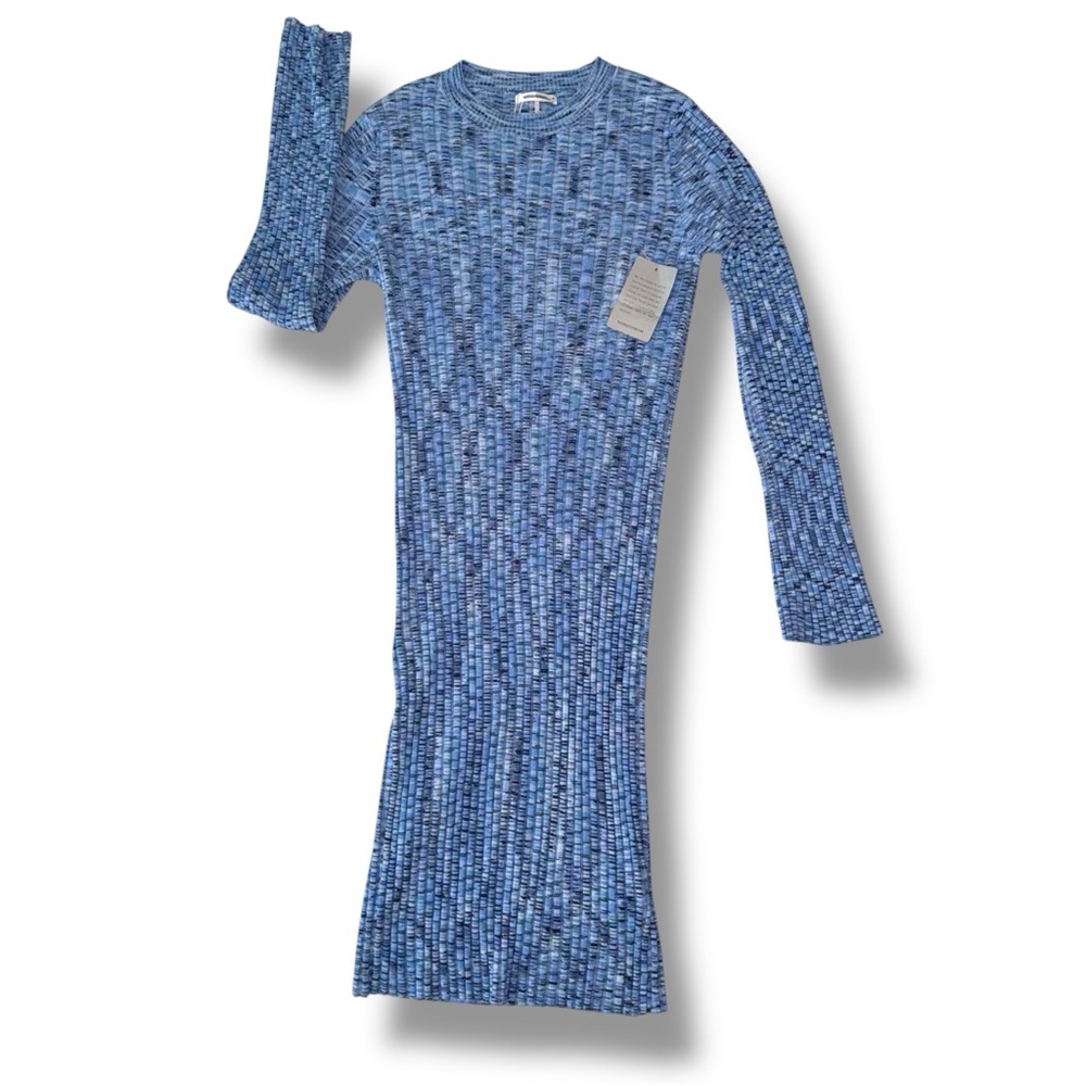 NWT Nordstrom Stitchdrop Striped Blue Stretchy Comfortable Knit Dress Size Small